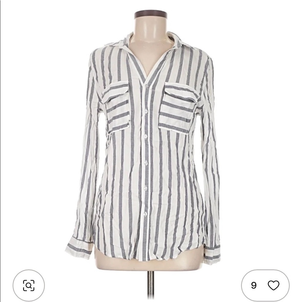 Olivia Grey Striped Button Down Shirt